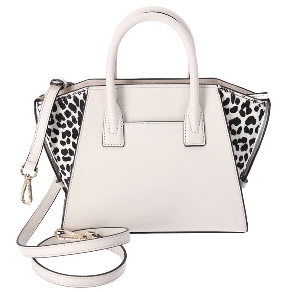 Michael Kors Avril Small Leather Cheetah Print Calf Hair Satchel Light Cream - Picture 4 of 6